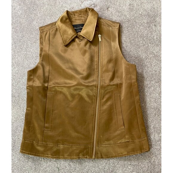 Massimo Dutti Brown Sleeveless Vest Jacket With Asymmetrical Zip Closure Small - Picture 1 of 9